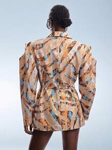 Aveloria GENKIRA Áo blazer nữ họa tiết da báo đen trắng tương phản, dáng rộng, vai rộng, thiết kế tối giản, có cấu trúc, eo thắt, phong cách thường ngày, thanh lịch, đa năng. - Nhiều màu - Xem 2
