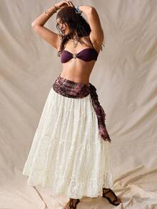 Nubod Váy nữ mùa hè mới bằng vải chiffon in họa tiết da báo, kiểu dáng thanh lịch, khoét eo. - Màu be - Xem 4