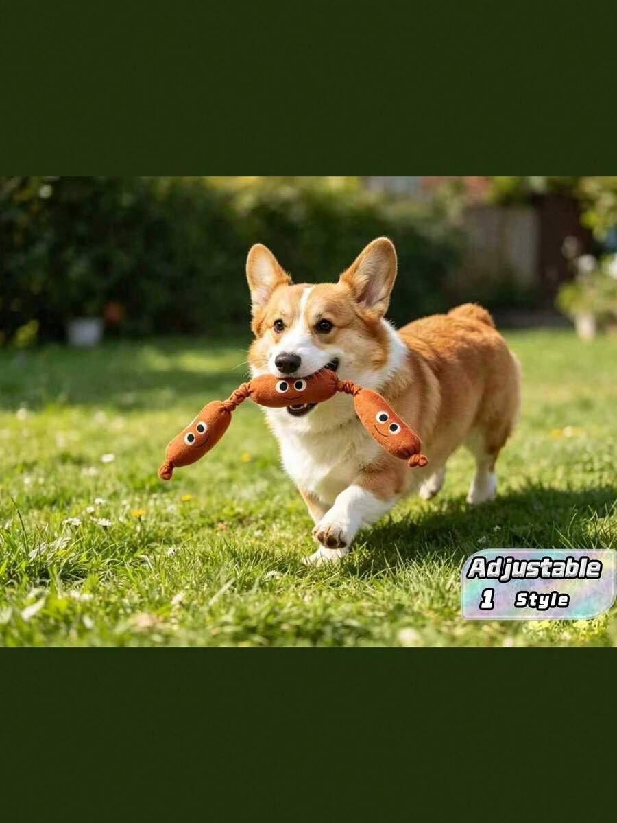 1PC Pet Sausage Squeaky Toy, Dog Chew Toy For Teething & Interactive Play, Simulated Toy For Cats Scratching & Biting Entertainment - Burnt Orange - View 1