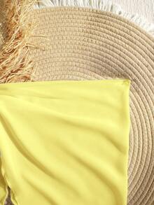 SHEIN Váy sarong đi biển trang trí sao biển kim loại cho bé gái - Màu vàng - Xem 5