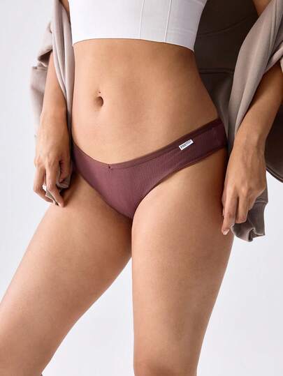 Loungeista 5pcs/Pack Women's Multicolor Ribbed Comfortable Breathable Low-Rise Sexy Panties