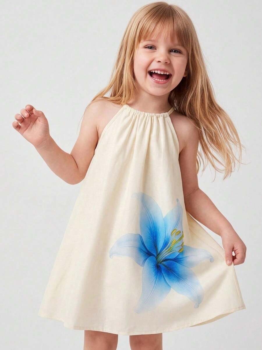 Maija Kids Maija Kids Đầm mùa hè không tay in hoa dễ thương cho bé gái - Màu vàng - Xem 1