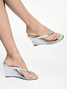 Mnmlis Women's Fashionable And Comfortable Versatile Platform Wedge Sandals Summer Shoes - Silver - View 8