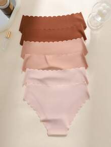 SHEIN 6条装女士简约纯色贝壳边无缝三角裤 - 彩色 - 查看 2