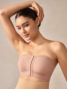 Veilyse 1 pieza Top tubo sin costuras de punto sin aros casual y liso para mujer, diseño minimalista, adecuado para todas las estaciones para verano para verano - Albaricoque - Ver 2