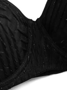 DesireSculpt 1 pieza Sujetador con aros de talla estándar para mujer de tela floral hidrosoluble - Negro - Ver 3