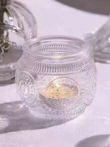 Cirelle 6pcs Embossed Glass Votive Candle Holders, Retro Round Glass Tealight Cup For Votive Candles, Decorative Glass Candle Jar For Dining Table, Spa, Wedding Centerpiece & Holiday Decor - multicolor - View 9