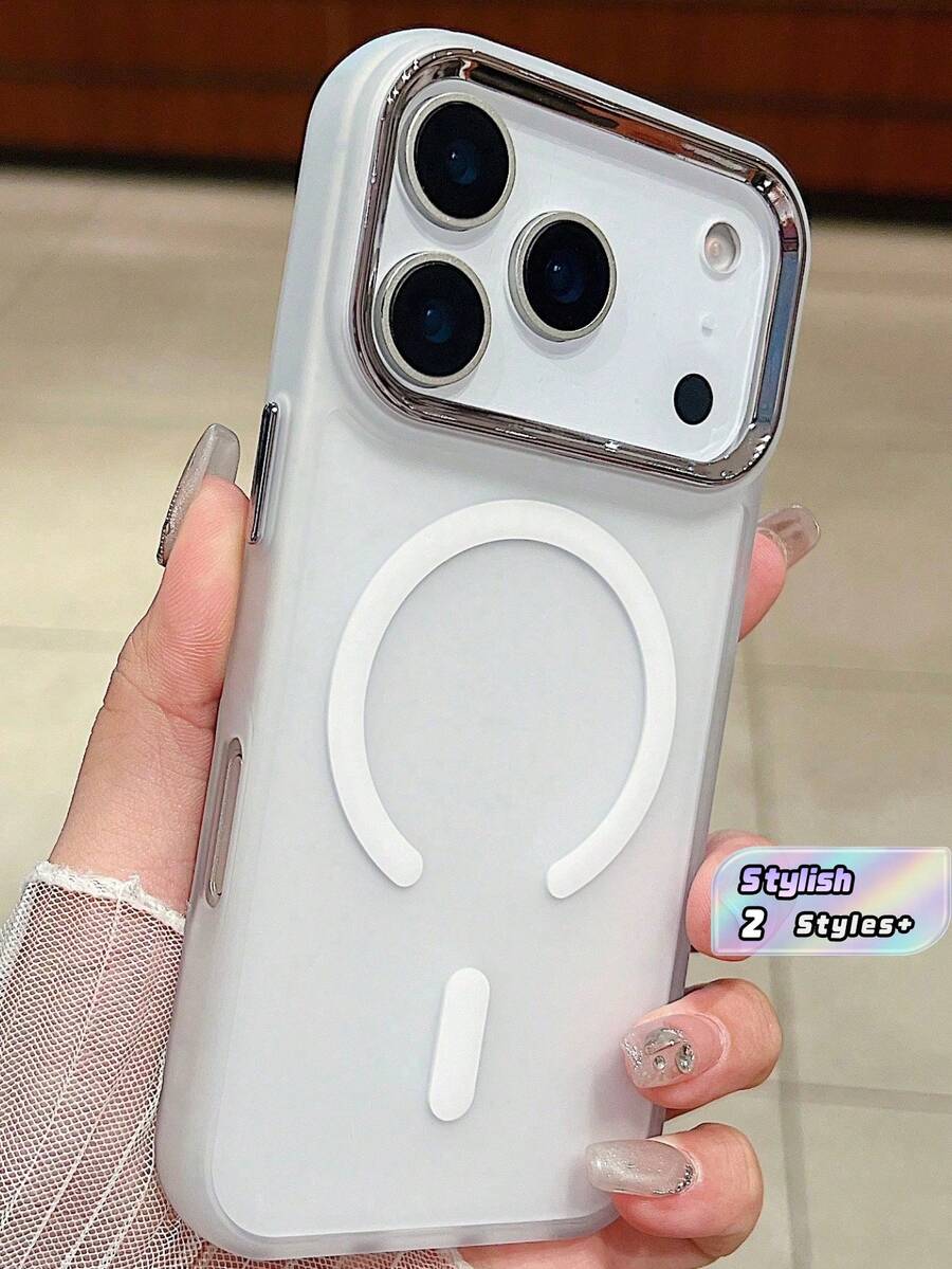 1PC Electroplated Camera Skin Feel Matte Phone Case Compatible With IPhone 17 Pro Max Magnetic Wireless Charge PC Cover