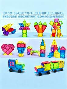 MINKOJA Magnetic Blocks, 40/64/100PCS Building Blocks, Magnets Building Set, STEM Construction Stacking Blocks & Montessori Learning Toy Gift For Kids Boys And Girls Preschool Kindergarden Toy, Mix Colors(Suitable For Ages 3+) - Multicolor - View 6