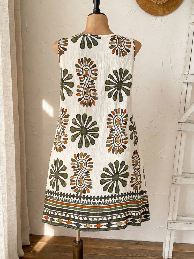 Plus Size Women Floral Print Sleeveless Casual Dress Summer Summer Outfit For Women Festival Outfits For Women Beach Outfits For Women Vacation Outfits Women Holiday Outfits  For Women Country Concert Outfit  New Arrival Dress For Women Casual Country Dress For Women