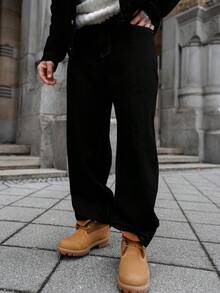 Artur Kramer Men's Dark Blue Denim 2 Pieces Set, Casual Jacket And Loose Fit Pants, Spring/Autumn - Black - View 6