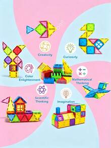 MINKOJA Magnetic Blocks, 40/64/100PCS Building Blocks, Magnets Building Set, STEM Construction Stacking Blocks & Montessori Learning Toy Gift For Kids Boys And Girls Preschool Kindergarden Toy, Mix Colors(Suitable For Ages 3+) - Multicolor - View 4