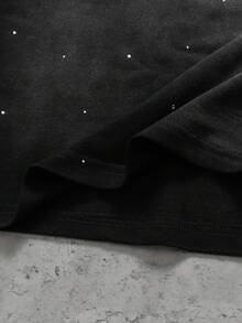 ROMWE MEN Áo thun nam tay ngắn cổ tròn, chất liệu denim mài, kiểu dáng vintage, đính đá lấp lánh. - Xám - Xem 5
