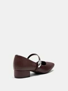 Bholvia Giày cao gót đế xuồng đế dày 3cm thời trang nữ màu đen, xanh navy, cà phê, đỏ tía, giày bệt thanh lịch - Cà phê nâu - Xem 3