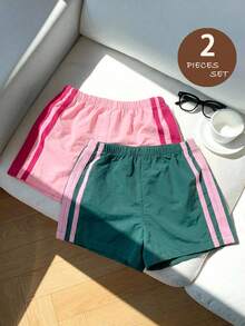 SHEIN 2 piezas Conjunto de ropa casual de unicolor tejido para niña bebé - Multicolor - Ver 7