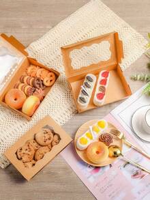 30个牛皮纸烘焙盒，带透明窗口，食品包装盒，小型零食容器，适用于饼干、蛋糕、糖果 - 非常适合甜点、马卡龙包装盒、新年糖果包装盒、婚礼、生日、圣诞节、感恩节、情人节、母亲节、家庭食品包装纸盒、甜点包装盒 - 彩色 - 查看 5