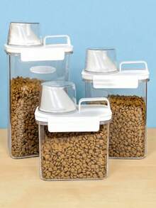 PETSIN 1 Recipiente sellado para almacenamiento de alimentos, adecuado para alimentos para mascotas, granos, arena para gatos, con una gran capacidad, equipado con una tapa con regla y asa, y múltiples tamaños a elegir - 1100ml-2300ml - Ver 5