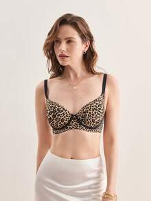 Hourtrue 3pcs Leopard Print Sexy Bras, Supportive & Comfortable Lingerie For Womenfor Summerfor Summer - Multicolor - View 4