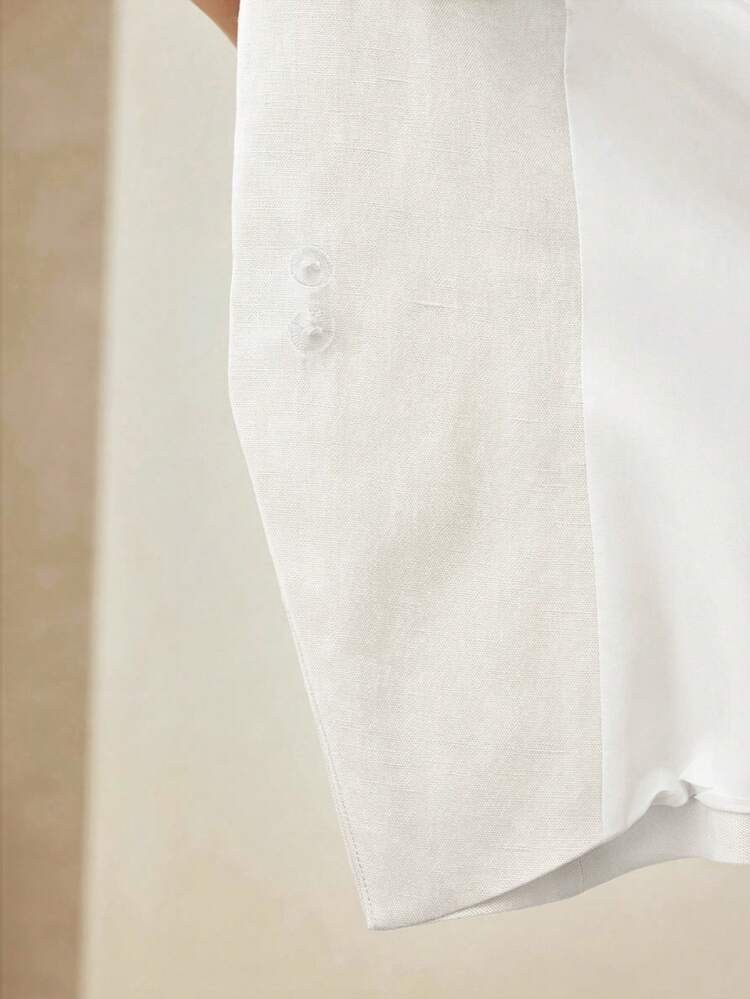 LINEN DOUBLE WAIST BELT HALTER BLAZER VEST, SPRING/SUMMER
