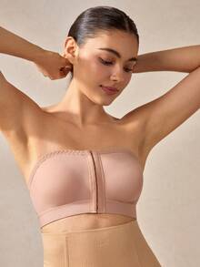 Veilyse 1 pieza Top tubo sin costuras de punto sin aros casual y liso para mujer, diseño minimalista, adecuado para todas las estaciones para verano para verano - Albaricoque - Ver 6
