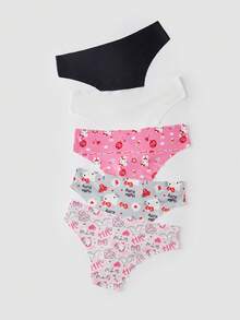 Chillnights HELLO KITTY AND FRIENDS | SHEIN 5pcs/Pack Soft Adhesive Collaboration Women's Briefs - Multicolor - View 2