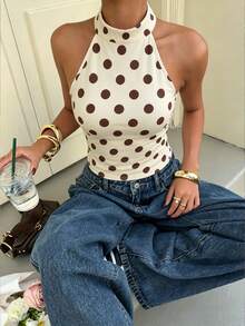 Muchica Áo croptop nữ kiểu dáng thường ngày, hở lưng, ôm sát, thích hợp cho mùa hè. - Nhiều màu - Xem 6