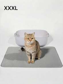 1 pieza Alfombra de arena para gatos de EVA, de doble capa y una sola abertura, alfombra lavable para atrapar la arena para uso doméstico de gatos de interior - Gris - Ver 11