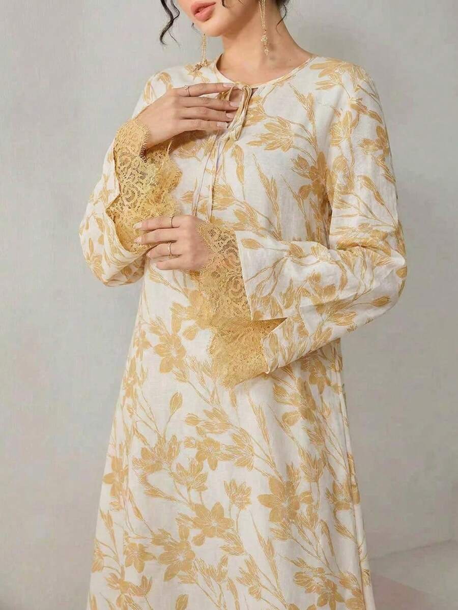 Yasmyna 女士休闲宽松印花日常阿拉伯风格连衣裙 - 彩色 - 查看 1