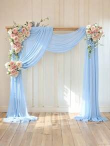 1pc Blue Wedding Arch Fabric, Transparent Sheer Backdrop Curtain, Suitable For Wedding Ceremony, Party Ceiling Decor - multicolor - View 8