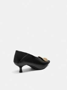 Bholvia Chaussures Babies à boucle de sangle et talon mi-haut, escarpins à bout pointu et talons fins pour femmes, mules - Noir - Voir 7