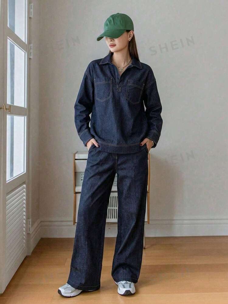 Women's Casual Top And Jeans Set Business Casual Woman