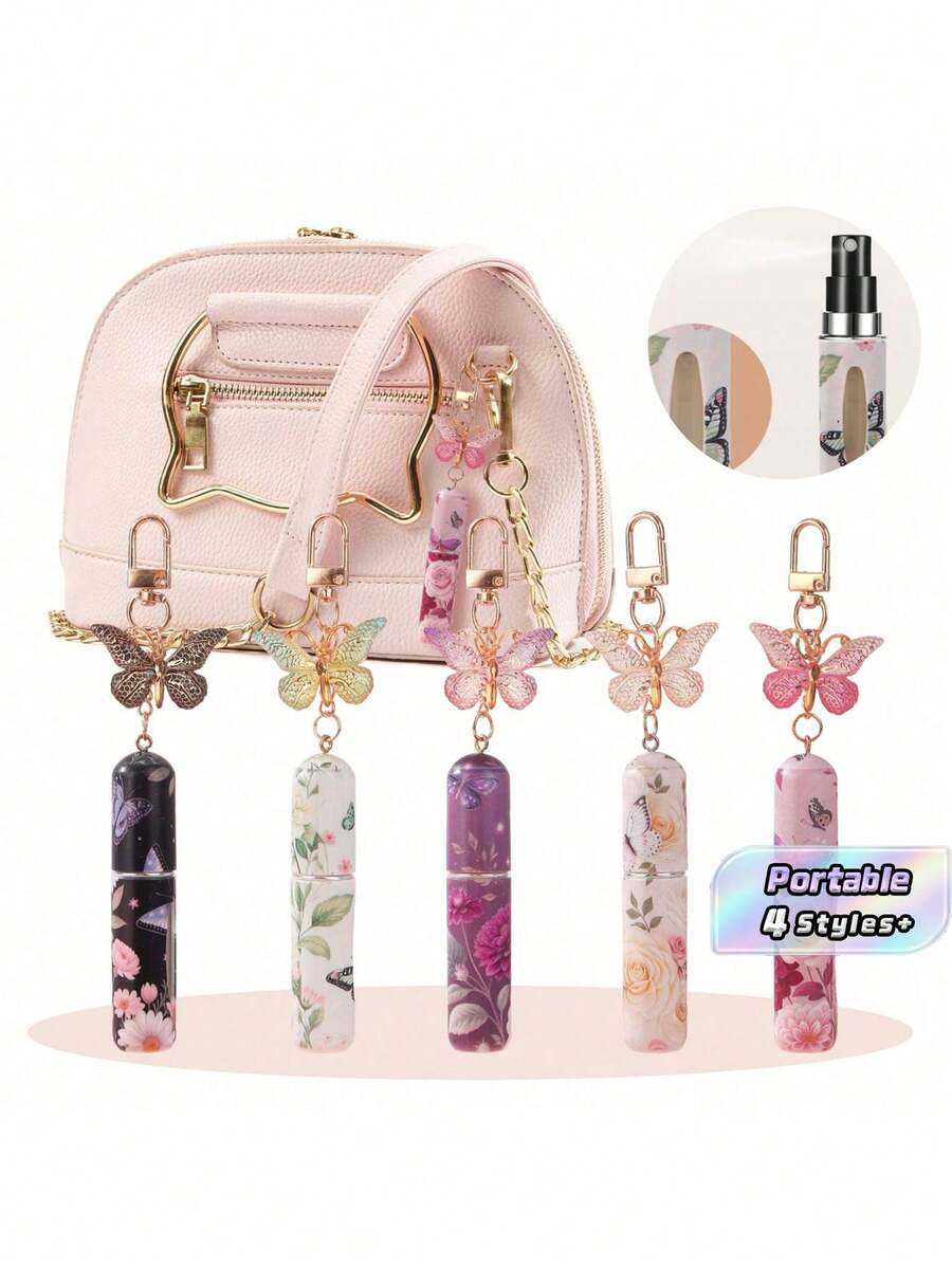 5ml Refillable Perfume Atomizer With Butterfly Charm – Bottom-Fill Mini Spray Bottle For Travel, Compact & Reusable - Multicolor - View 1