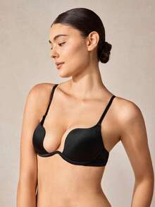 Veilyse Solid Adjustable Strap Underwire Bra, Lingerie - Black - View 6