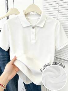 SHEIN Áo polo ngắn tay nữ màu trơn, kiểu dáng thường ngày, thoải mái cho mùa hè. - Nhiều màu - Xem 1