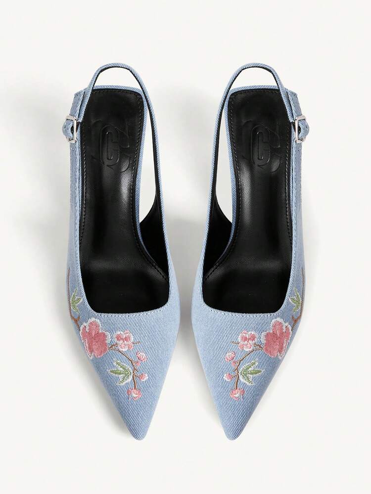 CUCCOO CHICEST Spring And Summer New Design Pointed Flower Noodle Wine Glass Heel Romantic New Chinese Style Apricot Ding Women's High Heel Shoes Slingbacks Dress Shoes Dating Afternoon Tea Party Valentine's Day Elegant Wear