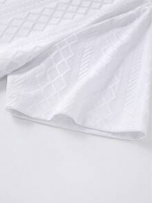 Calvornis 男士短袖纹理面料 Polo 衫，适合外出、聚会和办公穿着 - 白色 - 查看 6