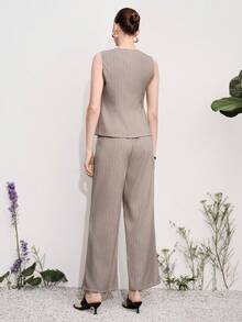 Aveloria Modichic Elegant Smart Casual Sophisticated High-Waist Jacket And Pants 2 Pieces Set For Women Work Office Grey Summer Teachers' Day - Multicolor - View 2