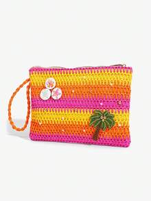 Viva Strut 1 chiếc túi xách cầm tay Dopamine phong cách đảo hè cầu vồng, túi hình cây dừa Hawaii với họa tiết hoa và hình rùa, hoàn hảo cho trang phục đi nghỉ mát của phụ nữ. - Nhiều màu C - Xem 9