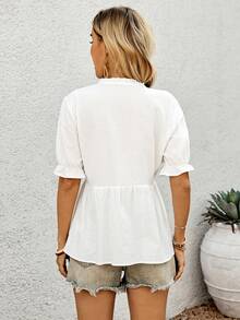EMERY ROSE Women's Summer Holiday Vacation Top , Country Concert White Boho - White - View 2