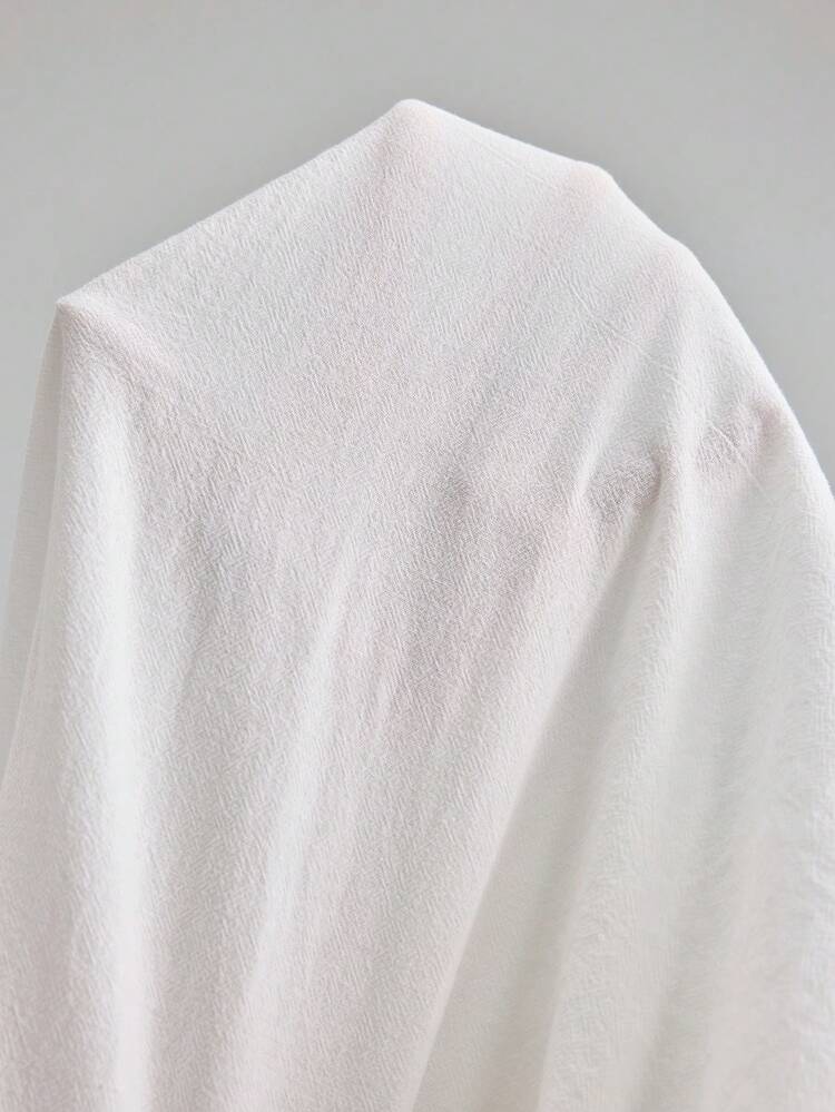 2026 Summer New White Round Neck Folded Cuff Short Sleeve Women's Shirt, Suitable For Urban Commuting, Vacation, Beach, Music Festival, Spring/Summer Casual Outfit, Minimalist Fashion, Urban Commuting, Elegant Simplicity, Summer Outfit White Women's Shirt