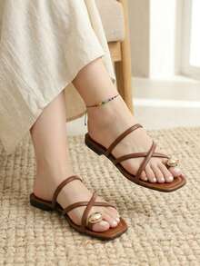 Women Flat Sandals - Coklat - View 3