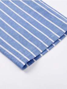 GlowEve CURVE Plus Size Women Casual Commuter Striped Tank Top & Pants Set - Blue and White - View 5