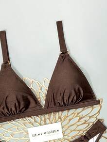 Swim Mod 2026 Spring/Summer Brown Shiny Adjustable Strap High Cut Round Ring Connecting 2 Pieces Bikini Swimwear For Women - Brown - View 5