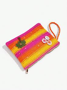 Viva Strut 1 chiếc túi xách cầm tay Dopamine phong cách đảo hè cầu vồng, túi hình cây dừa Hawaii với họa tiết hoa và hình rùa, hoàn hảo cho trang phục đi nghỉ mát của phụ nữ. - Nhiều màu C - Xem 5