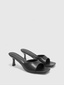 CUCCOO BIZCHIC Giày sandal cao gót hở mũi đa năng dành cho nữ, thích hợp mang hàng ngày hoặc vào dịp Lễ Tình nhân. - Đêm đen - Xem 10