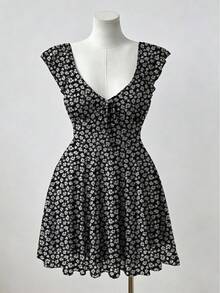 Sunspun Plaid Print Cap Sleeve Square Neck Dress, Summer - Multicolor - View 3