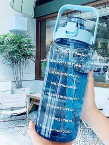 1个带吸管的渐变色水瓶，运动水瓶，大容量（2000毫升/750毫升），适合户外运动和健身，带有刻度，是返校季、夏季海滩旅行和圣诞节等节日送礼的理想之选。 - 彩色 - 查看 3