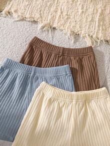 SHEIN Vintaside Kids 6件組 嬰幼兒男童夏季套裝 無袖背心上衣 & 短褲 純棉針織 寬鬆版型 米色 休閒 親子度假穿搭服 - 彩色 - 查看 5