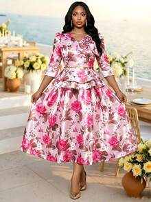 Fleurora Váy hoa cỡ lớn kiểu dáng thường ngày - Nhiều màu - Xem 4