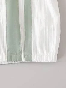 SHEIN Tween Boy Textured Striped Contrast Pocket Zip Front Long Sleeve Jacket - White - View 8